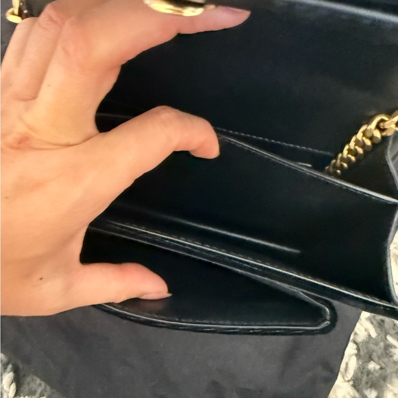 Yves Saint Laurent Black Velvet Crossbody Bag with Gold Accents - Picture 8 of 10